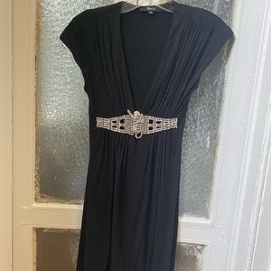 Sexy Black Tunic/Mini Dress with Rhinestone Detail